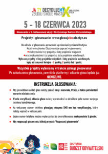 plakat przedstawia instrukcję głosowania na OBO