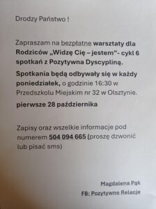 ulotka z informacjami na temat warsztatów