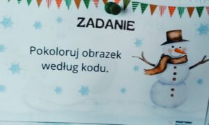 Tekst zadania: Pokoloruj obrazek według kodu.